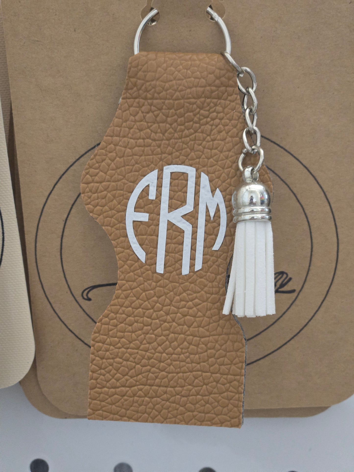 Faux Leather Chapstick Keychain with Monogram