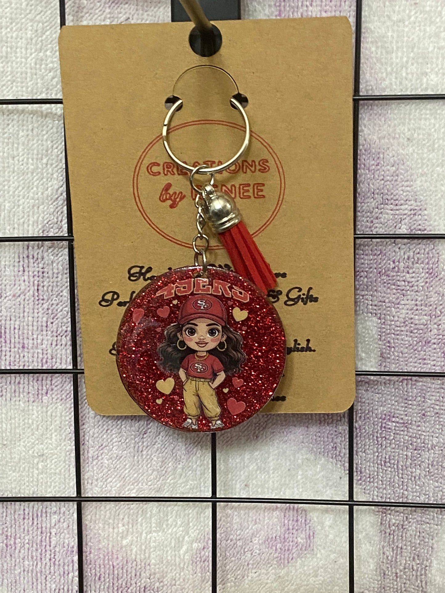 Glitter Game Day Fan Girl Acrylic Keychain