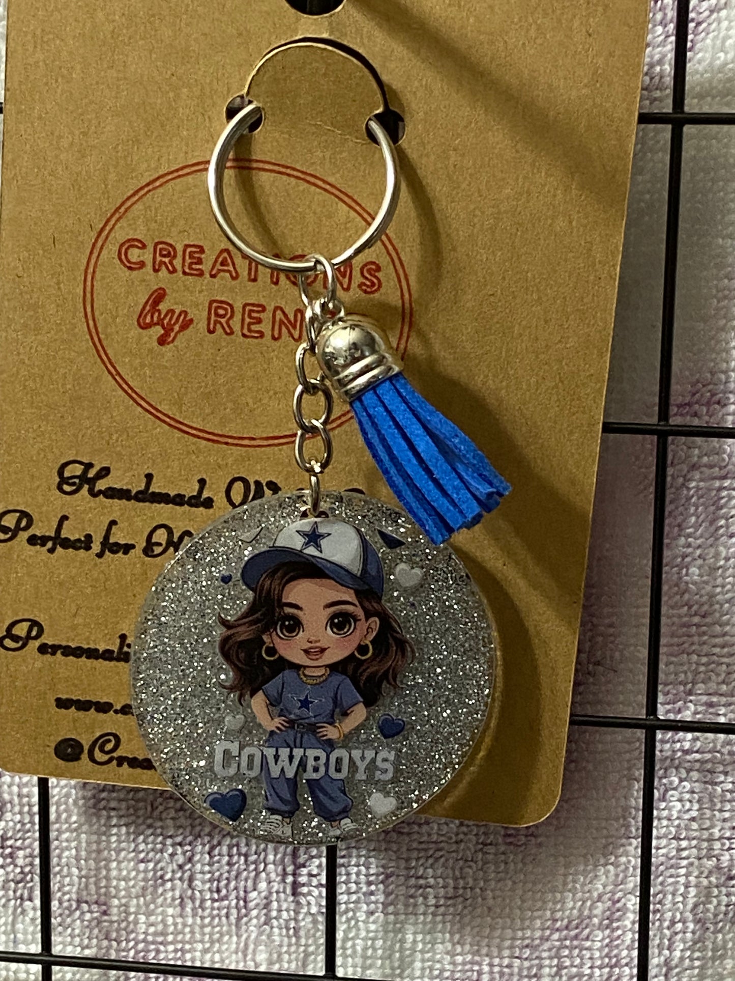 Glitter Game Day Fan Girl Acrylic Keychain