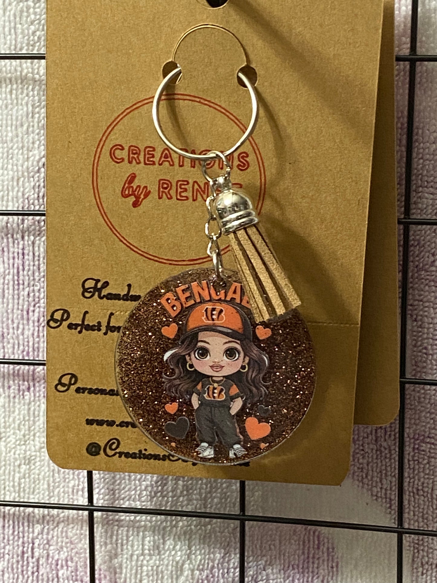 Glitter Game Day Fan Girl Acrylic Keychain