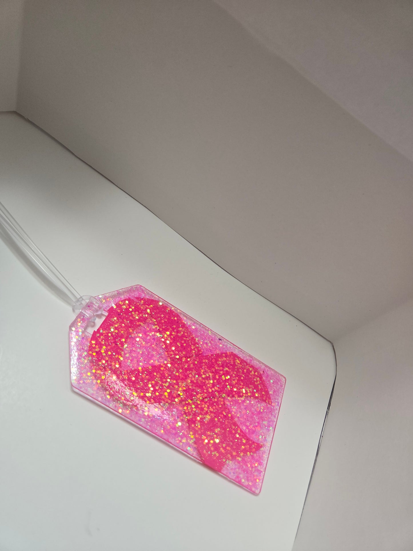 Pink Ribbon Glitter Luggage Tag