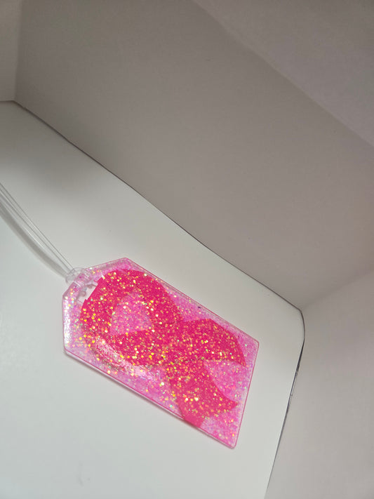 Pink Ribbon Glitter Luggage Tag