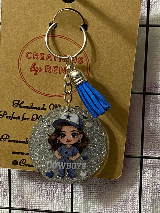 Glitter Game Day Fan Girl Acrylic Keychain